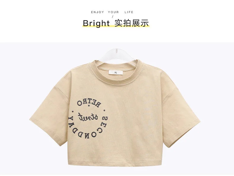 2024 New Spring Summer Teenager Girls Clothing Sets Children Short Tops T Shirt + Pants 2Pcs Kids Tracksuit 5 6 8 10 12 14 Years