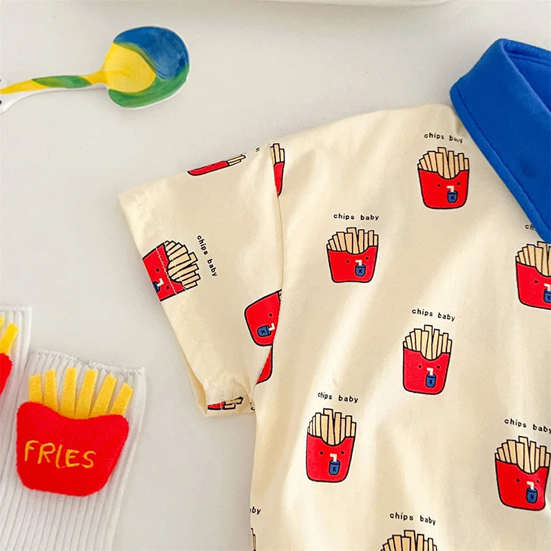 Baby Summer Rompers for Girls Boys Cute Printed Toddler One-Piece Jumpsuit Fashion Korean Infant Overalls Clothing 0-2 Years