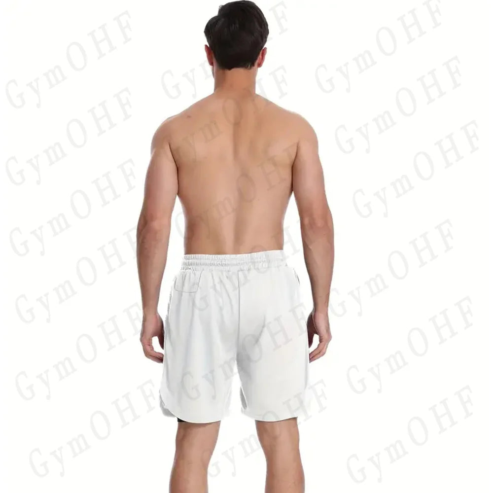 Anime Compression Shorts Men T Shirt Summer Sportswear Gym Jogging Training Workout Male Fitness Sport 2 In 1 Shorts Quick Dry