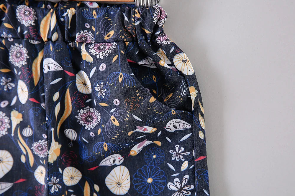 Summer Teen Girls Flower Chiffon Clothing Set Children Off Shoulder tops Floral Pants Kids Outfits Girl Clothes For 8 12 14Years
