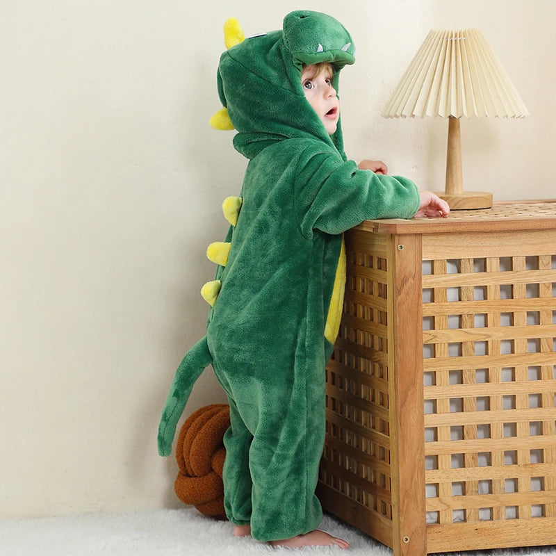 MICHLEY NEW Halloween Blue Dragon Baby Rompers Winter Costume Clothes Cartoon Jumpsuit Bodysuits Overall For Girl Boy Bebe 2-36M