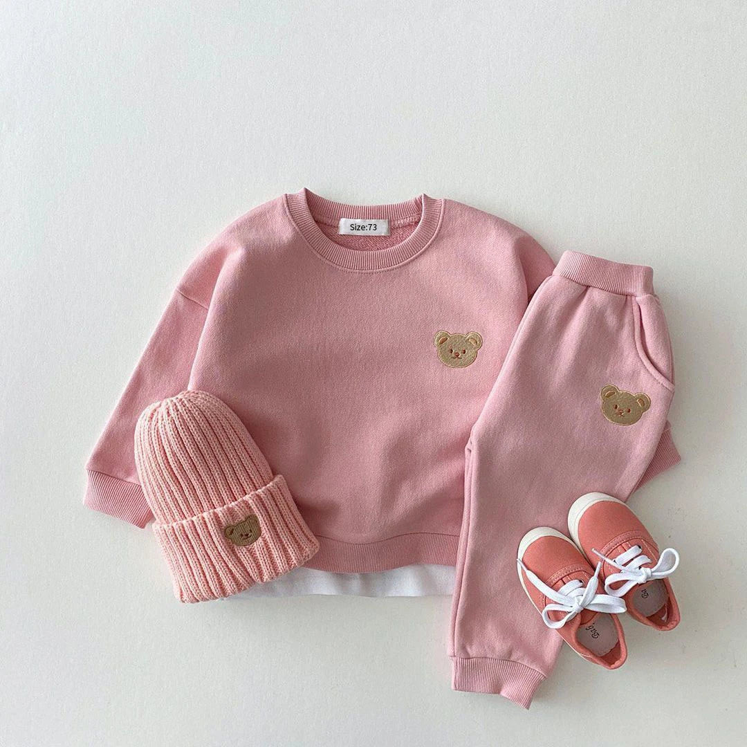 2pc Baby Boys Girls Set Autumn Little Bear Embroidery Tops Coat + Pants Suit Clothes Two-piece Newborn Spring Winter Sets Kids