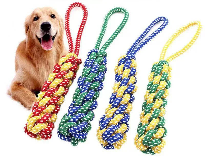 Dog Toy Carrot Knot Rope Ball Cotton Rope Dumbbell Puppy Cleaning Teeth Chew Toy Durable Braided Bite Resistant Pet Supplies