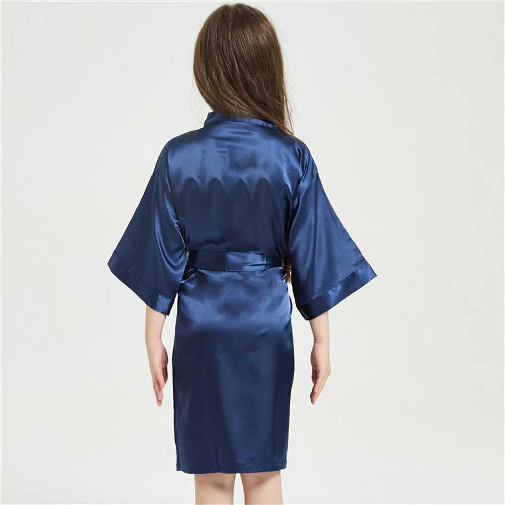Pink Bathrobes for Girls Nightwear Satin Silk Kids Robes Summer Girl Nightgown Sleepwear Children Kimono Wedding Spa Party Dress