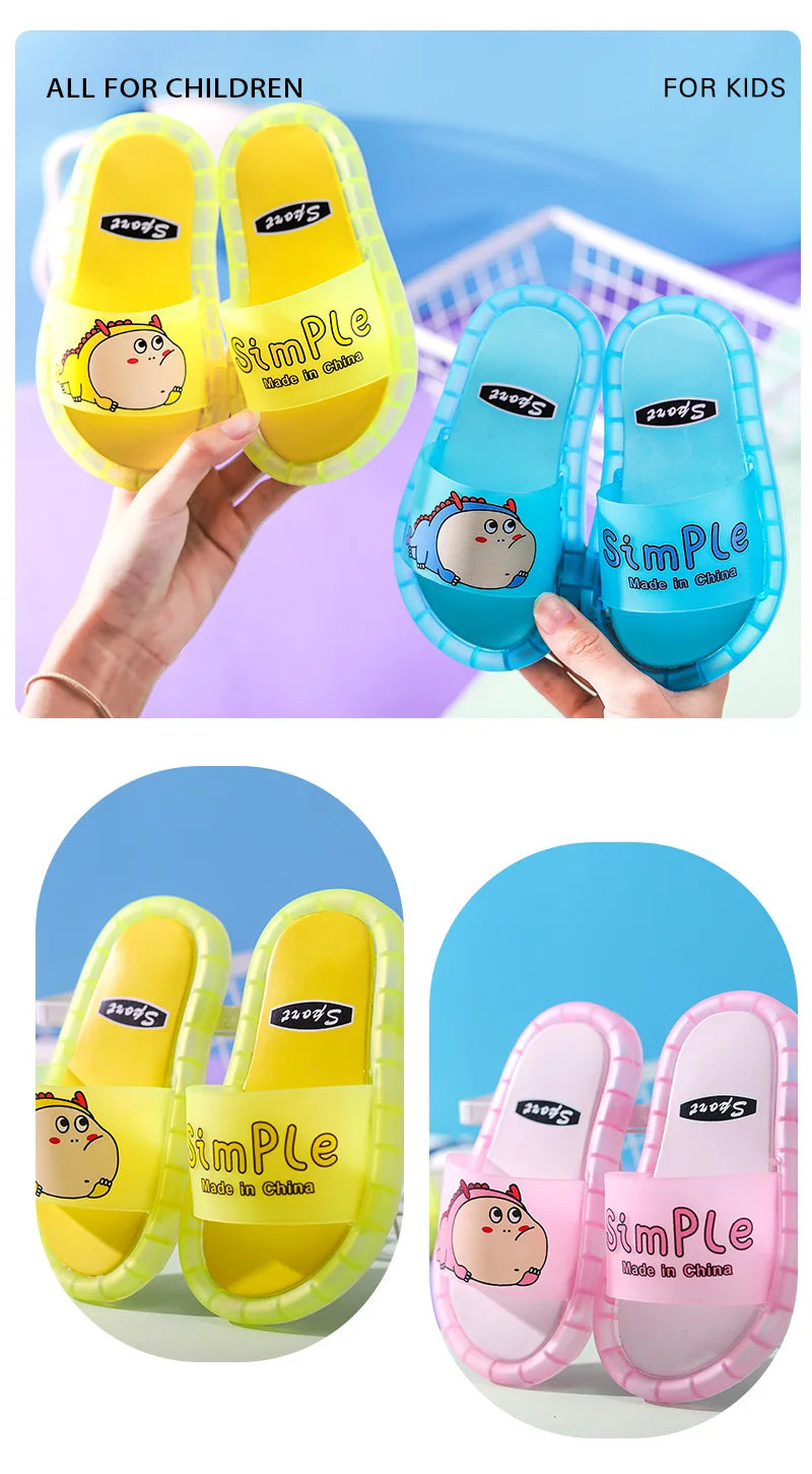 Children‘s Boys Girls Slippers Cartoon Animals Shoes Lighted Fashion Cute Shoes Bathroom Kids Gifts Toddler Slippers Flat Heels