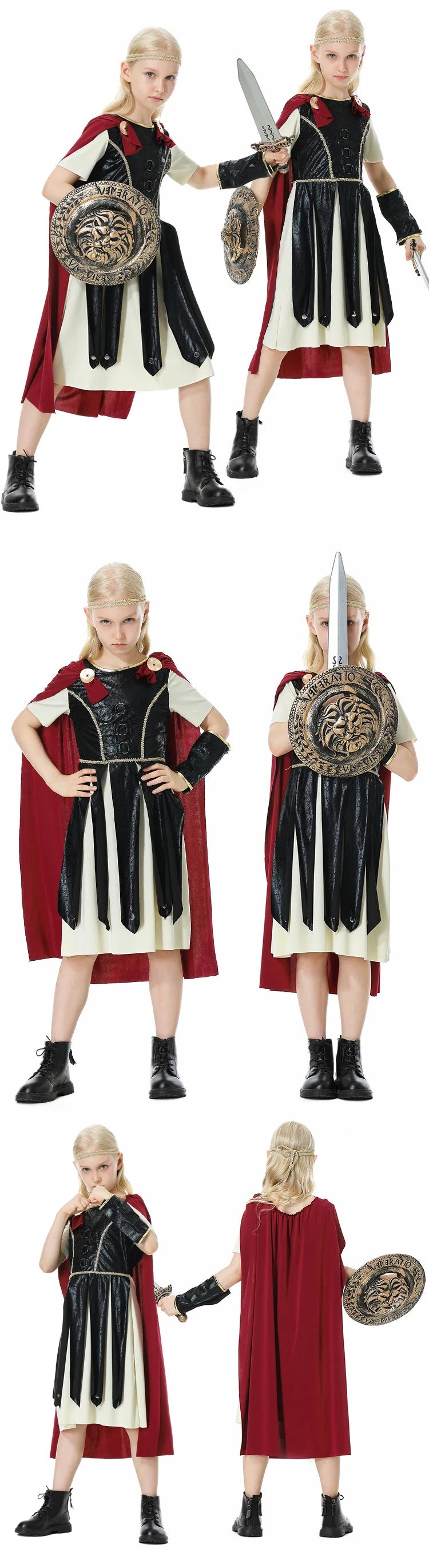 Sparda Soldier Cosplay Costume Halloween Family Set Festival Outfit Fancy Roman Gladiators Playsuit For Adult Kid Carnival Party
