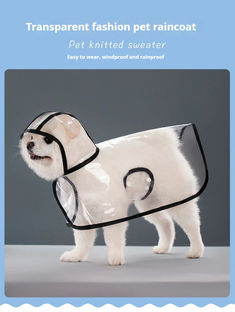 New Raincoat Pet Transparent Outgoing Raincoat Thickened Windproof and Waterproof Large, Medium, and Small Dog Clothes Plastic F