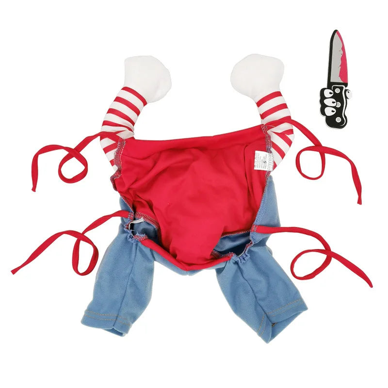 Small and Medium Sized Pet Dog Funny Clothes Cosplay Fatal Dolls Henshin Outfit Wig Upright Scary Costume Halloween Gatherings