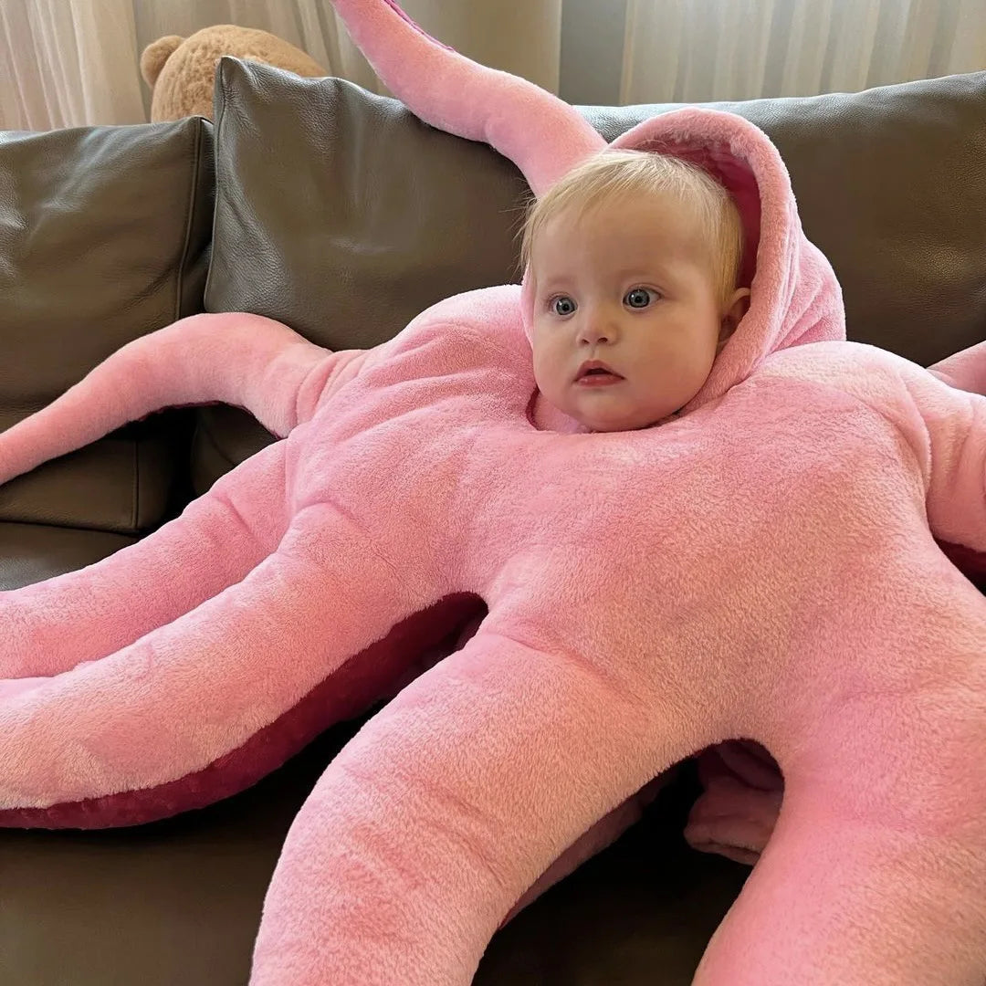 2024 NEW Octopus Cosplay For Newborn Baby Halloween Costumes Pink Cushion Christmas Pillow Romper
