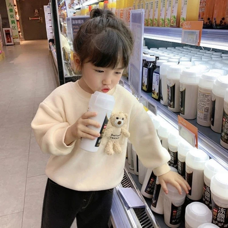 1 2 4 6 8 Years Baby Boys Sweatshirt Spring Kids Jacket Autumn Tops Cute Bear Pullover Children's Sweater Toddler Girls Clothes