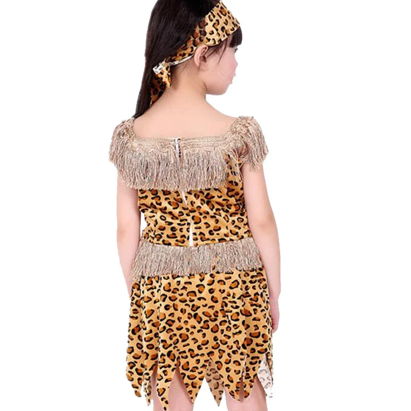 Boys Girls African Original Savage Children Wildman Cosplay Costumes Clothing Kids Party Props Halloween