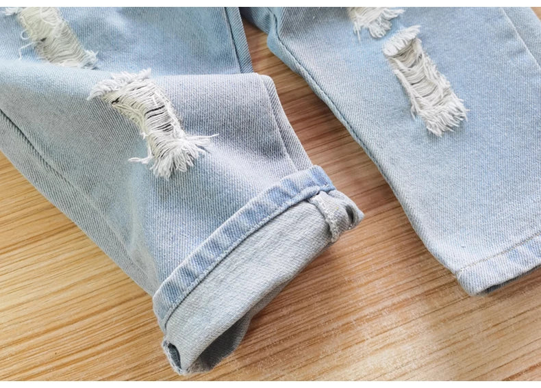 IENENS Baby Dungarees Girls Overalls Hole Wash Jeans Rainbow Print Trousers Denim Jumpsuit Toddler Infant Long Pants 0-4 Years
