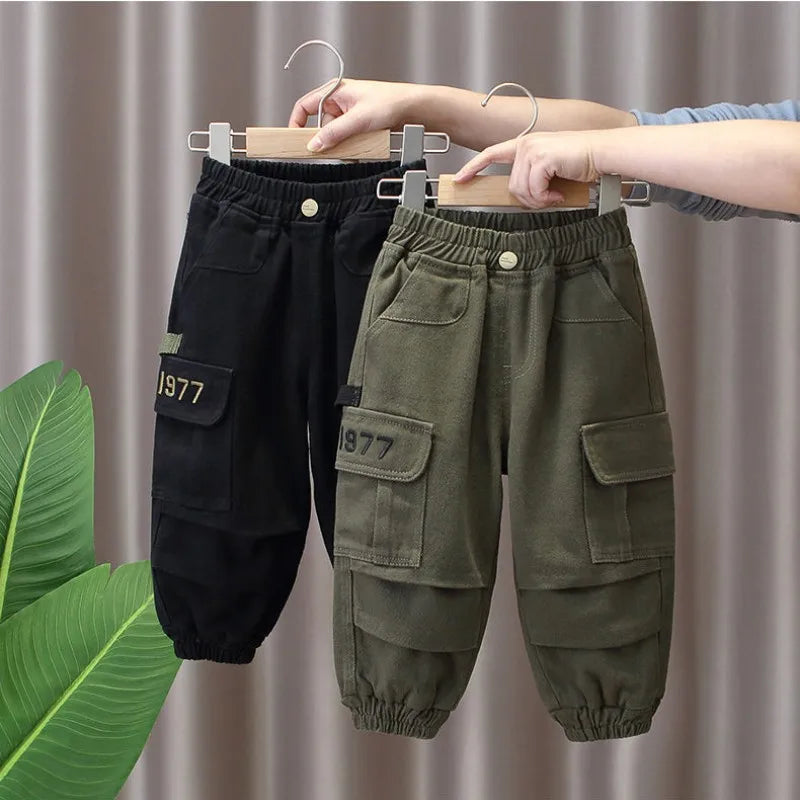 Spring and Autumn Kids Boys Pants 2023 New style Children's Handsome Cargo pants Cotton Boys Baby Casual Pants