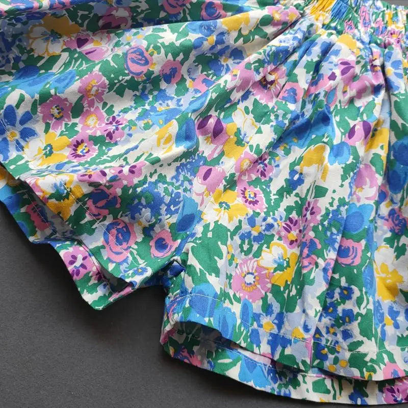 Floral Flowers Kids Shorts for Girls Wide-Leg Beach Shorts Summer Children Short Pants