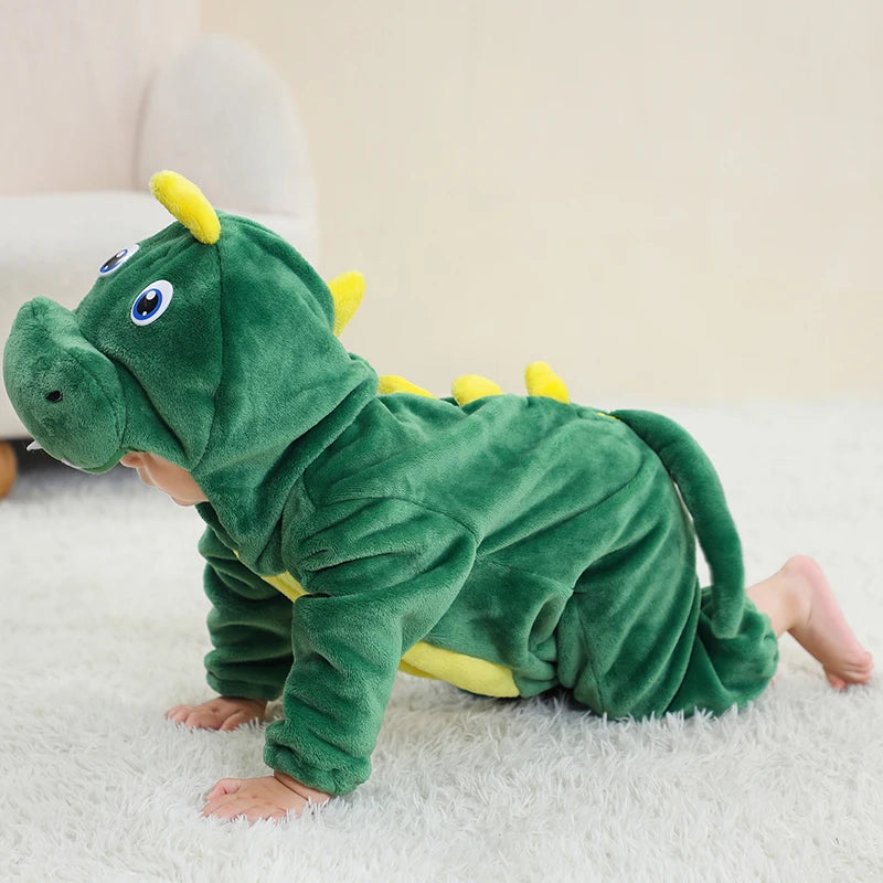 MICHLEY NEW Halloween Blue Dragon Baby Rompers Winter Costume Clothes Cartoon Jumpsuit Bodysuits Overall For Girl Boy Bebe 2-36M