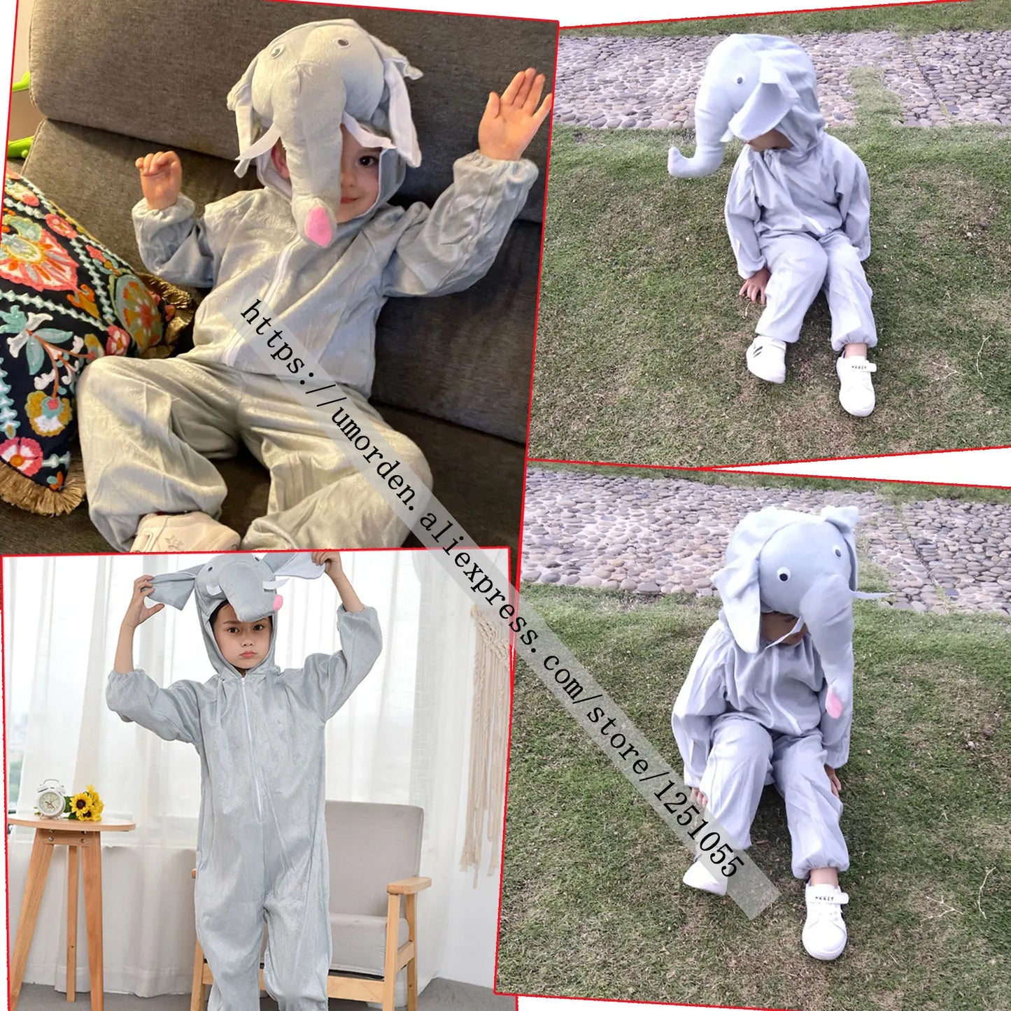 Umorden Children Kids Girls Boys Cartoon Animals Costumes Performance Jumpsuit Elephant Children's Day Halloween Costume Cloth