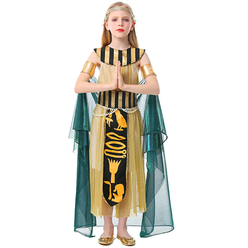 Umorden Halloween Costumes Boy Girl Ancient Egypt Egyptian Pharaoh Cleopatra Prince Princess Costume for Children Kids Cosplay
