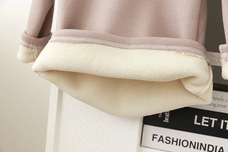Children's Padded Thickened Sweater Girls Warm Solid Color Bottoming Shirt Autumn Winter New Boys Fashion Casual Tops 2-12 Years