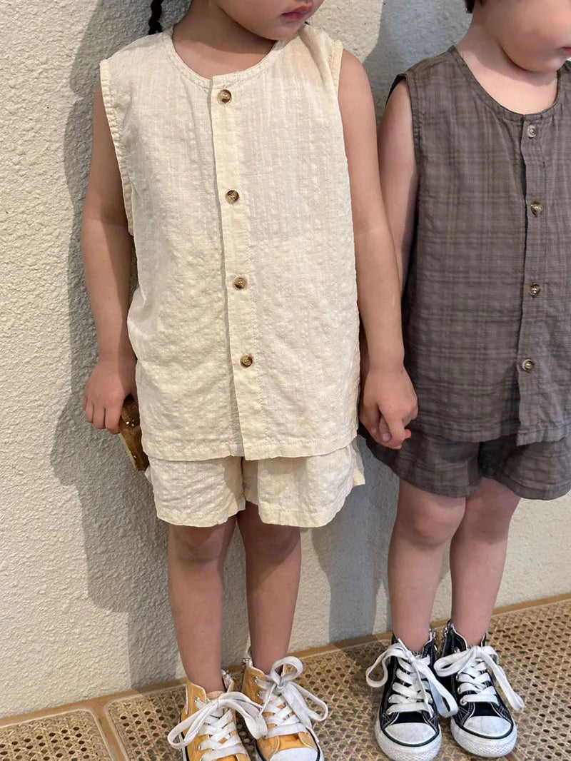 MILANCEL Summer Kids Clothing Set Boys Vest And Shorts 2 Pcs Suit Casual Girls Clothes Set
