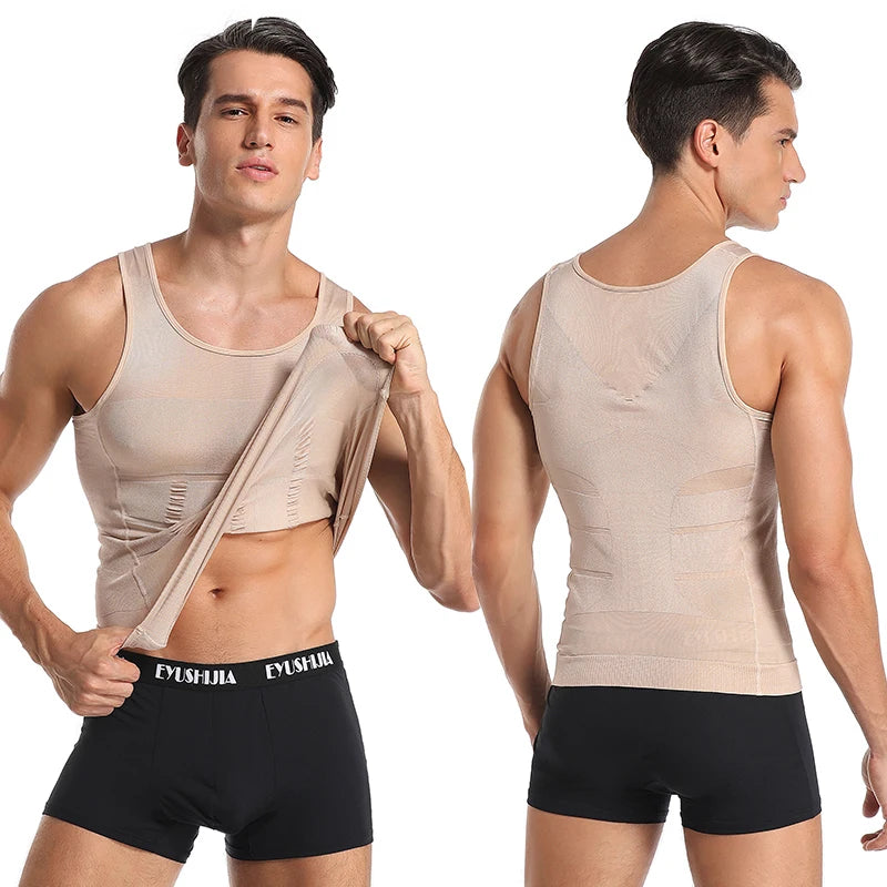 Men Slimming Body Shaper Vest Shirt Abs Abdomen Slim Gym Workout Corset Tummy Control Compression Tank Top Sleeveless Shapewear