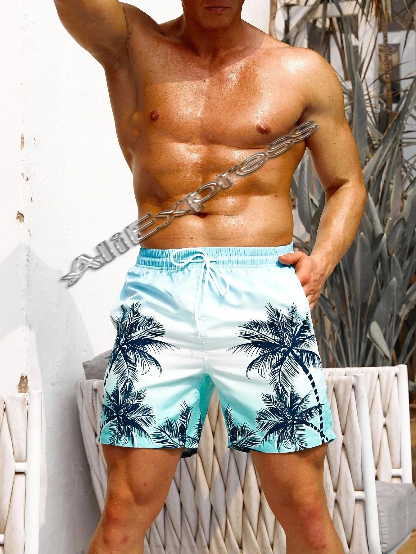 Summer New Harajuku 3D Cocoanut Trees Printing Beach Shorts Palm Tree Graphic Board Shorts for Men Hawaiian Cool Swimming Trunks