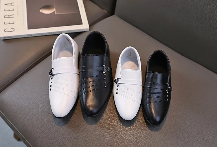 Children's Leather Shoes for Boys Toddler Kids Party Wedding Formal Performance Shoes School All-match Black White Loafers Shoes