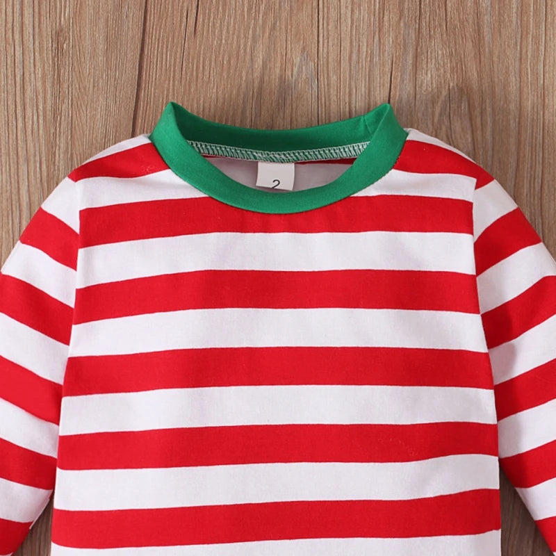 0-5T Boys Girls Christmas Pajamas Sets Stripe Toddler Clothes Kids Pajama Sleepwear