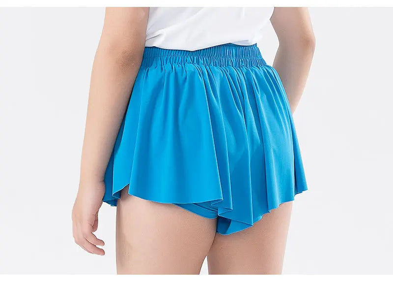 3-15 Years Girls Flowy Shorts Butterfly Shorts With Pocket 2-in-1 Athletic Running Shorts For Kids Active Workout Sports Tennis