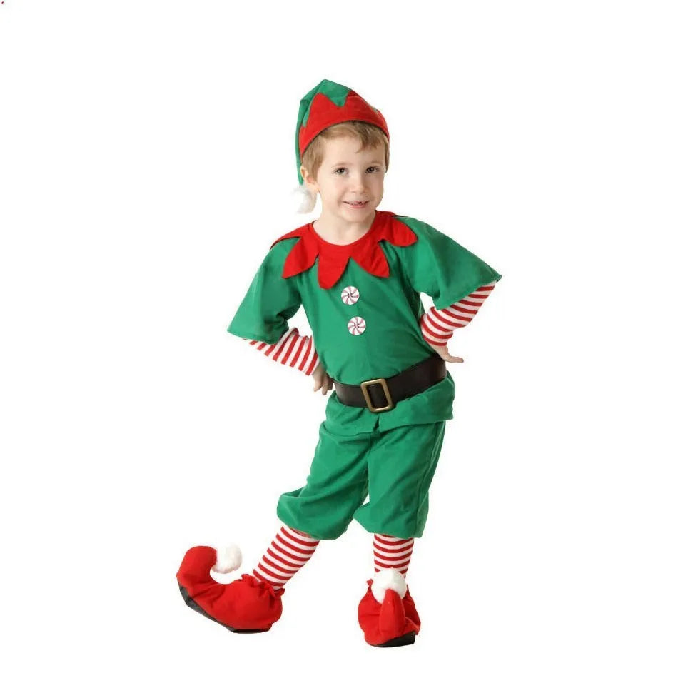 2024 Christmas Clothing Set Boy Girl Family Matching Outfit Kid Adult Santa Claus Cosplay Costume Hat Socks Pant Elf Clothes