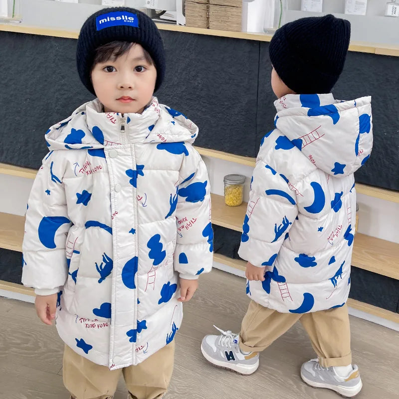 New Girls Boys Down Jacket Winter Coats Children Clothes Hooded Windbreaker Coat For Kids 2-7 Years Cotton Warm Outerwear Kids