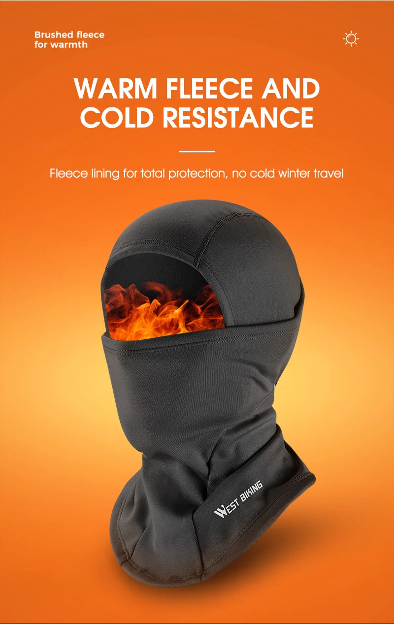 WEST BIKING Winter Cycling Scarf Fleece Keep Warm Balaclava Men Women Bicycle Hat Headwear Ski Helmet Liner Windproof Sport Cap