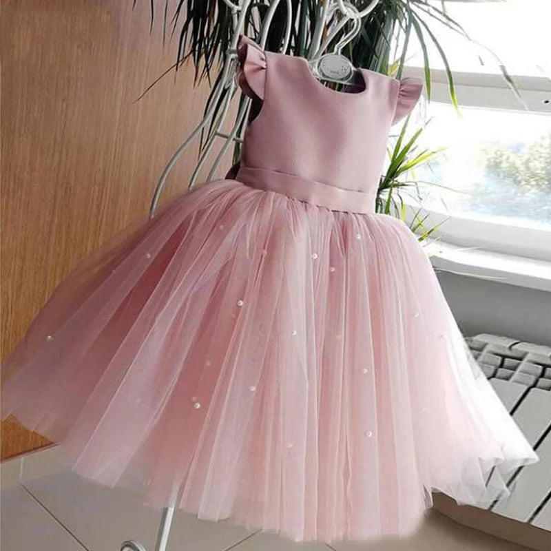 2023 Girls Baby Summer Dress Wedding Birthday Party Fluffy Lace Dress 1-5 Y Toddler Dress Elegant Tutu Vestidos Kids Clothes