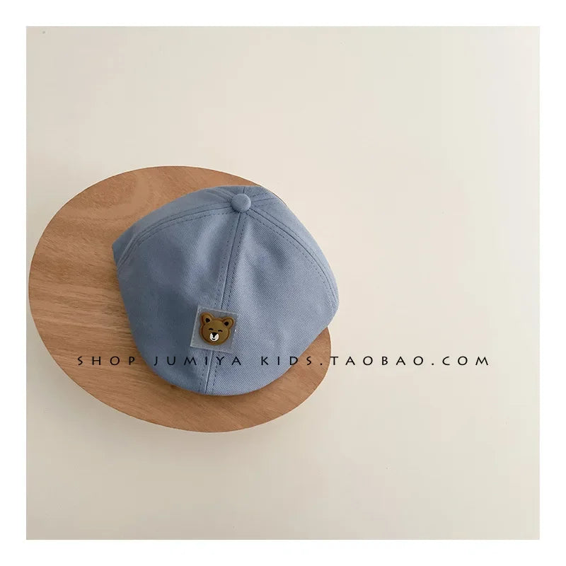 Hot Solid Color Children Berets Stripe Cotton Thin Fashion Simple Kids Hats & Caps Berretto Baby Caps for Boys Girls