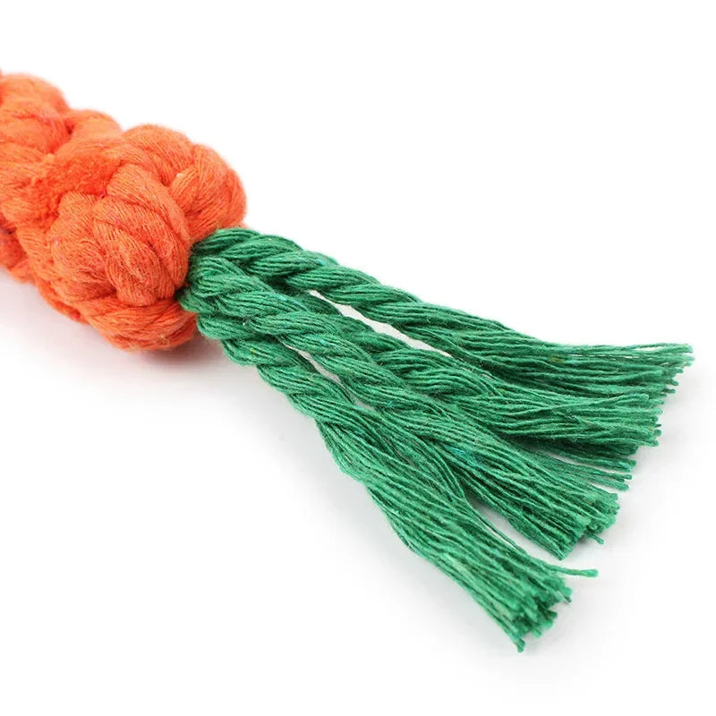 Dog Toy Carrot Knot Rope Ball Cotton Rope Dumbbell Puppy Cleaning Teeth Chew Toy Durable Braided Bite Resistant Pet Supplies