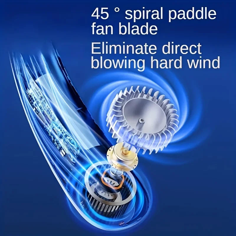 2024 New portable neck fan with digital display, 5-speed adjustment, silent operation, neck ice porcelain body sensation, long b