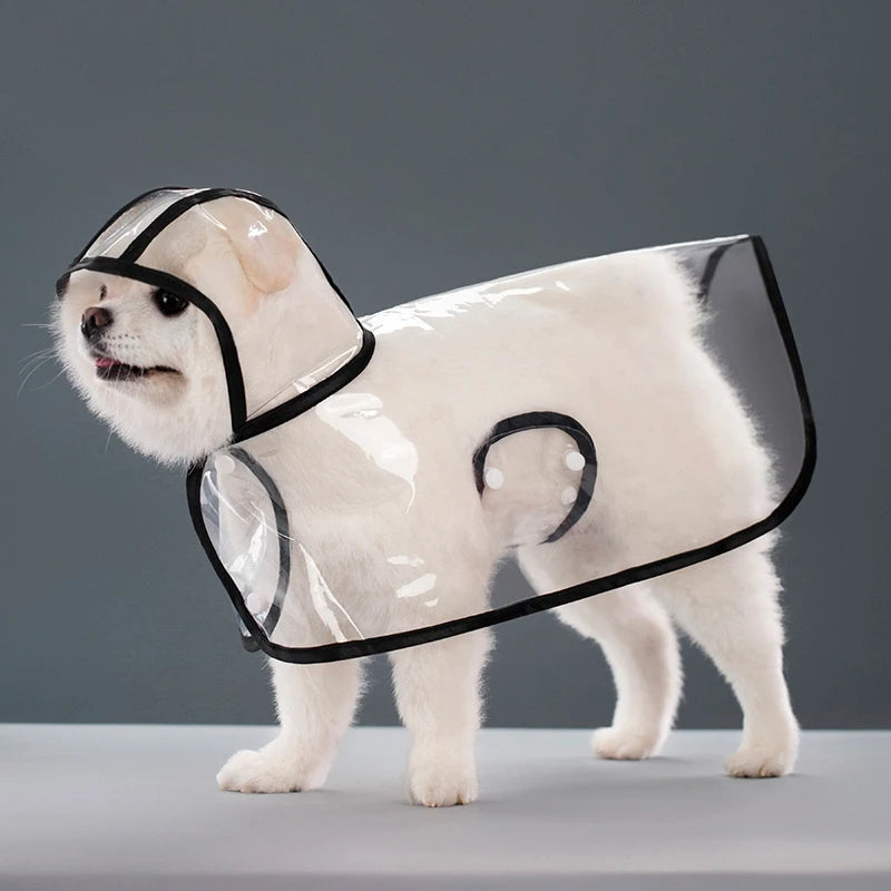 New Raincoat Pet Transparent Outgoing Raincoat Thickened Windproof and Waterproof Large, Medium, and Small Dog Clothes Plastic F
