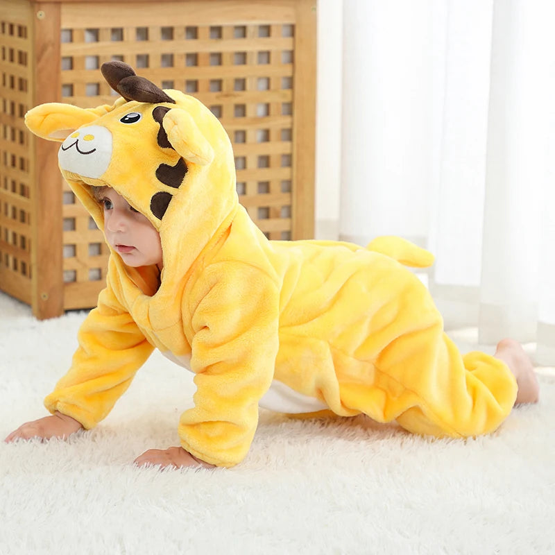 MICHLEY Halloween Giraffe Baby Rompers Winter Pajamas for Children Toddler Flannel Kids Onesies Costumes Jumpusit Boys Girls