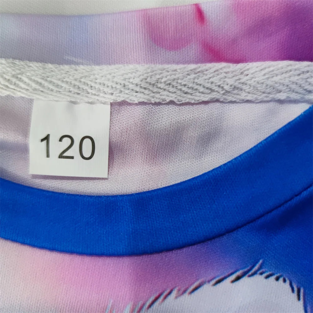 2024 Girl Summer Tops Girls Clothes 2 to 8 Years Short Sleeve Children T-Shirt Cat Print Kids T Shirt Kawaii Children's Clothing