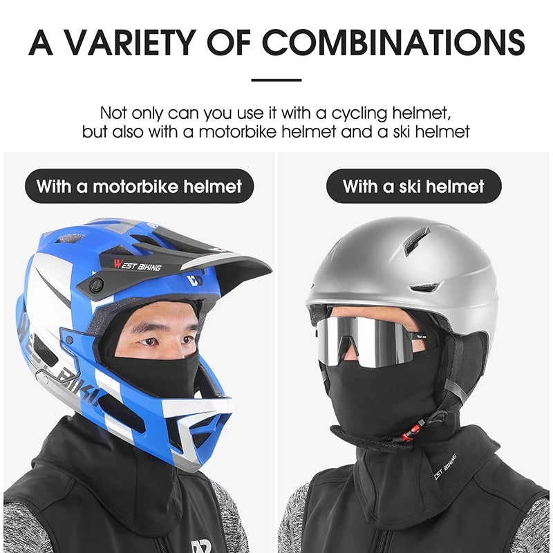 WEST BIKING Winter Cycling Scarf Fleece Keep Warm Balaclava Men Women Bicycle Hat Headwear Ski Helmet Liner Windproof Sport Cap