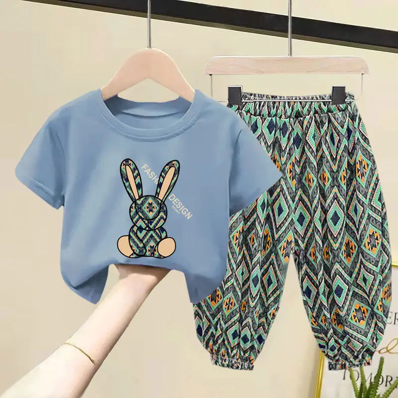 Girl Clothing Set Mother Kids Clothes Children's Sets New Summer Boys Girls Cotton T-shirt Baby 2pcs Short Sleeves Trousers Suit