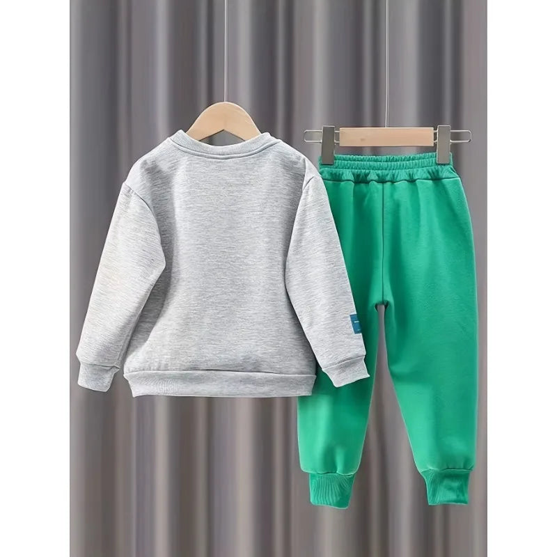 Spring Autumn Kid Clothes Boy Fashion Children's Set Two Pieces Sweatshirt Pant Outfit