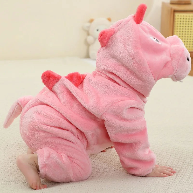 MICHLEY NEW Halloween Blue Dragon Baby Rompers Winter Costume Clothes Cartoon Jumpsuit Bodysuits Overall For Girl Boy Bebe 2-36M