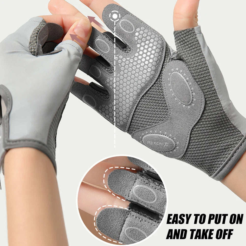 1Pair Workout Gloves Men Women Gym Lifting Fitness Climbing Exercises Work Out Wrist Belt Shock Absorb Foam Pad Palm Crossfit