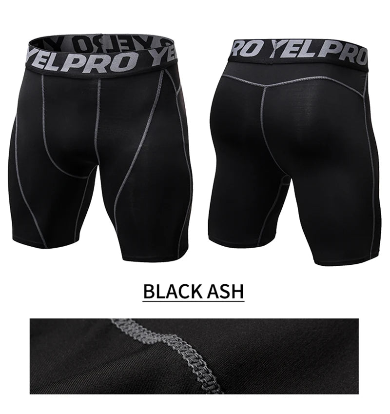 Men Fitness Compression Shorts Running Training Sport Shorts Tight Breathable Quick-drying Stretch Shorts Letter Belt Gym Shorts
