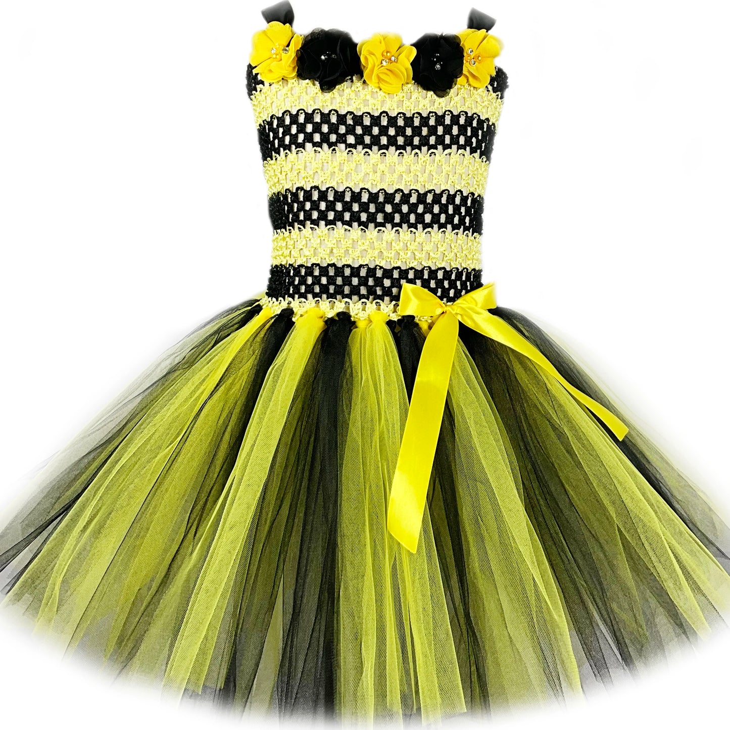 Bumble Bee Tutu Dress for Baby Girls Birthday Outfit Halloween Costume for Kids Honeybee Cosplay Dresses with Wing Headband Set