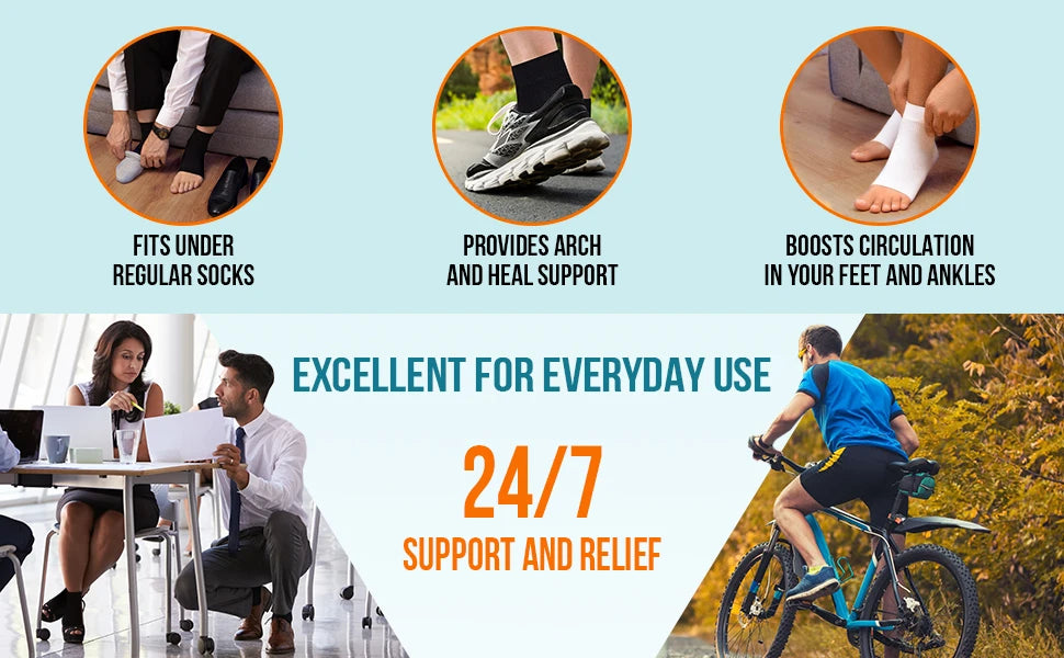 1Pair Nano Socks Neuropathy Socks Compression Sleeve For Ankle Swelling,Plantar Fasciitis,Neuropathy - Nano Brace For Women Men