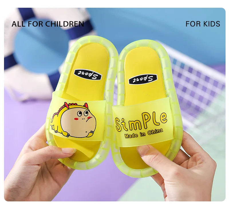 Children‘s Boys Girls Slippers Cartoon Animals Shoes Lighted Fashion Cute Shoes Bathroom Kids Gifts Toddler Slippers Flat Heels