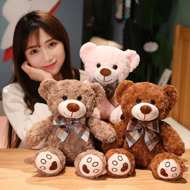25/35CM Kawaii Teddy Bear Plush Pillow Toys Lovely Bow-Knot Bears Toys Stuffed Soft Animal Dolls Xmas Valentine Gift
