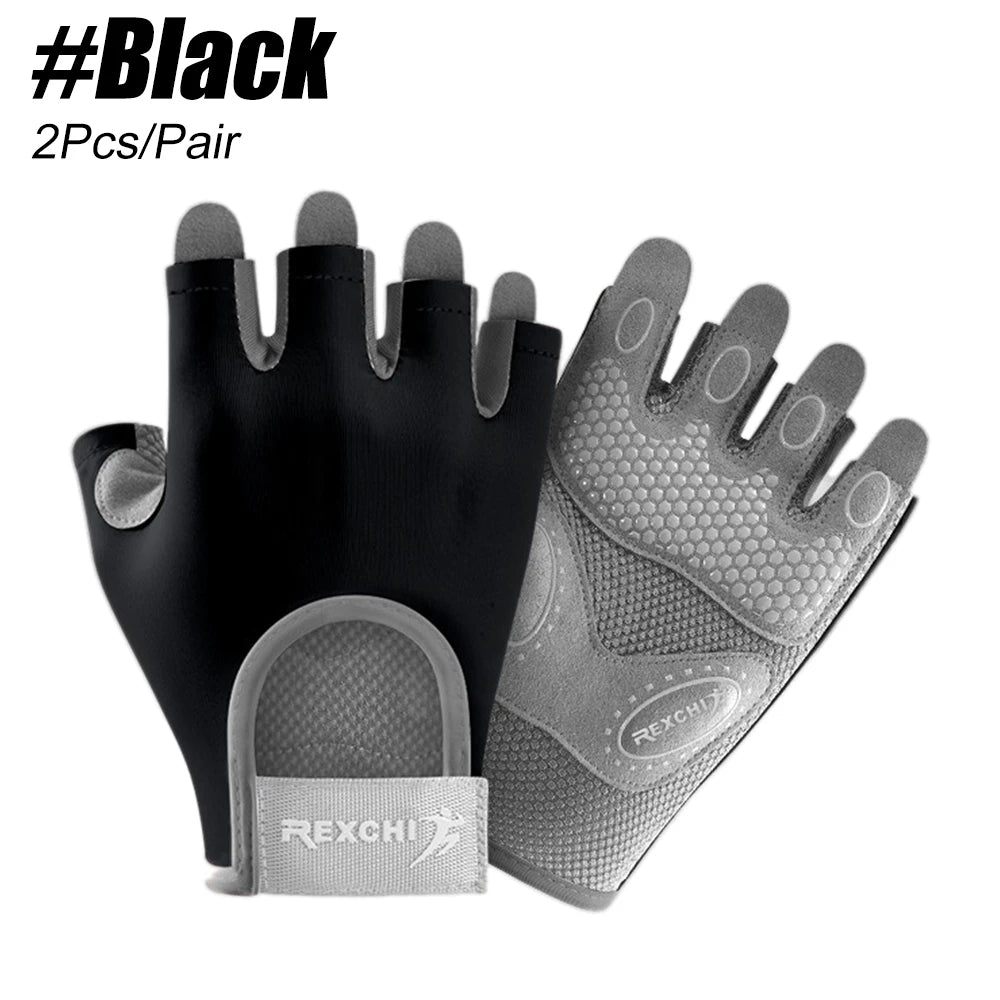 1Pair Workout Gloves Men Women Gym Lifting Fitness Climbing Exercises Work Out Wrist Belt Shock Absorb Foam Pad Palm Crossfit