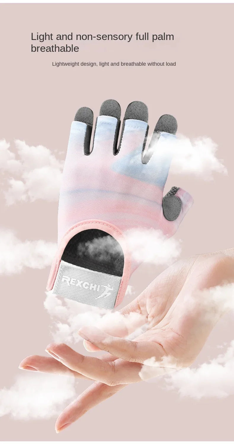 Women's Sports Gloves Fitness Outdoor Sports Anti Slip and Shock-absorbing Half Finger Gloves Durable and Breathable